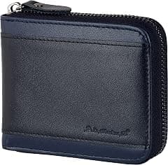 Admetus Mens RFID Blocking Wallets Zipper Leather Wallet for Men Bifold RFID Card Holder - متتبع أسعار Amazon.sa