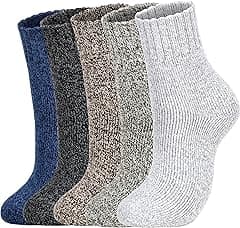 Clothclose 5 Pairs Wool Socks - Warm Wool Socks For Women/Men, Super Soft Crew Socks Boot Socks, Thick Knit Cozy Socks - Amazon.ae Price Tracker