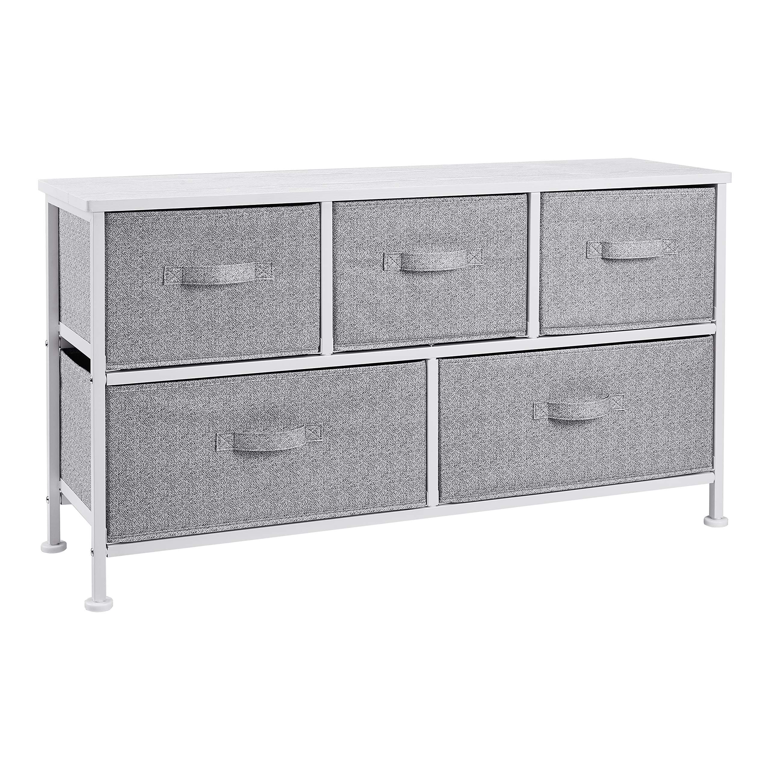 Amazon Basics Extra Wide Fabric 5-Drawer Storage Organizer Unit for Closet, White on Amazon.ae - Price Tracker