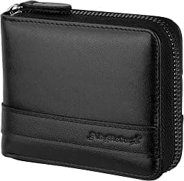 Admetus Men's Genuine Leather Short Zip-Around Bifold Wallet - Best Deal Finder