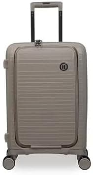 IT Luggage Spontaneous | Hard Shell Travel Bag Suitcase | Lightweight Expandable Trolley Luggage Bag with 8x 360° Spinner Wheels Combination Lock Front Pocket Organized Cabin Bag (Feather Grey, 21") على Amazon.ae - متتبع الأسعار