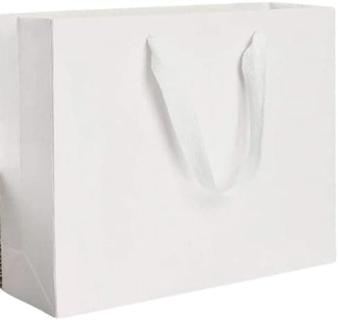 Wrapdit's Eco-Friendly Kraft Paper Gift Bags with Ribbon Handles – Sturdy Recyclable White Paper Shopping Bags for Party Favors, Ramadan, Weddings, Birthdays(Pack of 12). (White, Large) on Amazon.ae - Price Tracker
