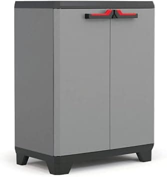 KETER Low cabinet Stilo, EPACK, Gray/Black/Red - متتبع أسعار Amazon.sa