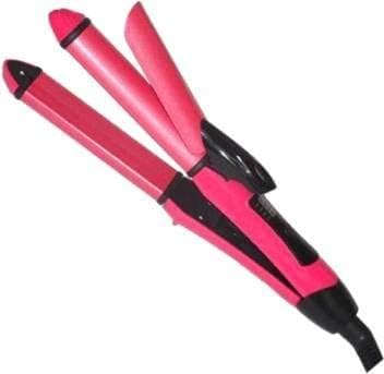 Hair Straightener and Hair Curler 2 in 1 Curl & Straight Hair Flat Iron Electric Hair Curler Hair Straightener (Pink) on Amazon.ae - Price Tracker