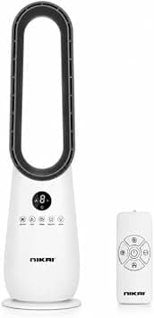Nikai Bladeless Tower Fan with Remote Control | 70W, 3 Speed Settings, 1-9 Hour Timer, LED Light Ring, 70° Oscillation, Cooling Floor Fan for Home, Bedroom, Office & Living Room | NBF85TR على Amazon.ae - متتبع الأسعار