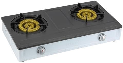 Geepas Stainless Steel Gas Cooker- GGC31049/ 2 Cast Iron Burner Stove, Low Gas Consumption and Improved Flow for Efficient Heating, Perfect for Home, Apartments, Kitchen Use 2 Years Warranty على Amazon.ae - متتبع الأسعار