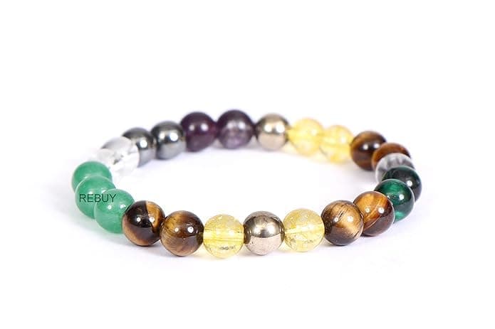 REBUY Money Magnet Bracelet Multicolor Stone Pyrite Green Aventurine Citrine Hematite Clear Quartz Green Tiger Eye, Crystal Healing For Men & Women | Natural Stone Attract Wealth | 8mm Bead size on Amazon.ae - Price Tracker