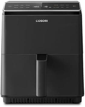 Cosori Wifi Air Fryer 6.4L, Air Fryer with Dual Resistance, 60+ App Recipes Created by Chef in Spanish, Oil-Free Fryer with 12 Programs, Dark Grey, Dual Blaze - متتبع أسعار Amazon.sa