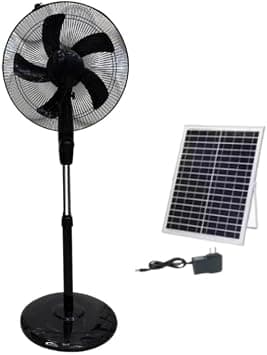 XRM Standing Fan with Portable Solar Panel,Rechargeable Battery Operated Pedestal Fans 3 Speeds Quiet Remote Control, Oscillating Fan for Home Office Travel, Solar & Ac charge system, Black/White on Amazon.ae - Price Tracker