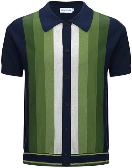 OXKNIT Men’s Knitted Vintage Polo Shirt, 1960s Mod Style Retro Polo Textures Shirt with Double Line Neck on Amazon.ae - Price Tracker