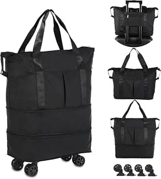 NALACAL Expandable Rolling Duffle Bag with Wheels, Foldable Carry-On Luggage for Travel, Camping, Fitness, or Business – Detachable Wheeled Travel Bag for Women & Men, Large Weekend Bag on Amazon.ae - Price Tracker