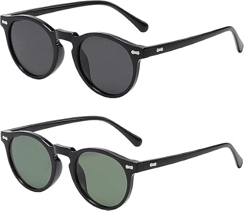 NimbusNote 2 Pack Vintage Polarized Sunglasses, Retro Round Men Women Sunglasses, UV40 Protection, Classic Fashion Shades for Outdoor Wear on Amazon.ae - Price Tracker