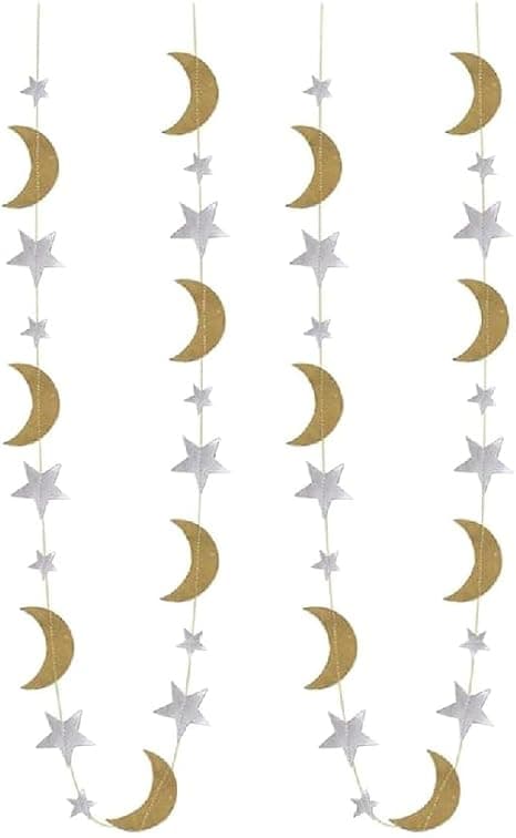 Silver Gold Moon Star Garland for Ramadan & Eid – Islamic Hanging Decoration Banner for Home, Iftar Party, Masjid, Ramadan Kareem & Eid Mubarak Décor on Amazon.ae - Price Tracker