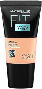 Maybelline New York Fit Me Matte+Poreless Liquid Foundation Tube, 220 Natural Beige, 18ml on Amazon.ae - Price Tracker