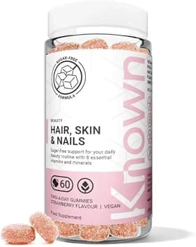 Known Tasty Sugar Free Hair, Skin & Nails Gummies – Multivitamin – Natural Strawberry Flavour – 60 Vegan Gummies, 1 Month Supply on Amazon.ae - Price Tracker