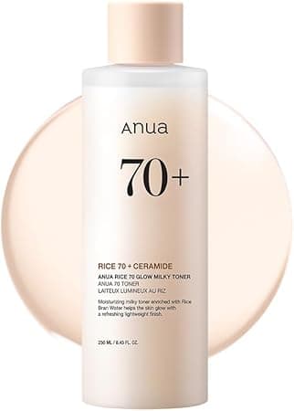 ANUA Rice 70 Glow Milky Toner, for Glass Skin, Rice Water, Niacinamide, Ceramides, Panthenol, Non comedogenic, Fungal Acne Safe, Korean Skin Care, 250ml/8.45fl.oz. on Amazon.ae - Price Tracker