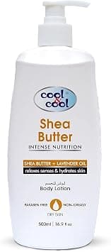 Cool & Cool Shea Butter Lotion for Dry Skin | Shea Butter & Lavender Oil, Non Greasy & Paraben Free, 500ml on Amazon.ae - Price Tracker
