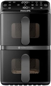 Philips 4000 Series 10L Double Basket Stacked Deep Fryer - RapidAir Technology, Synchronized Finish, 2 Meals at a Time, 45% Less Counter Space, PFAS Free Ceramic Coating, Windows - متتبع أسعار Amazon.sa