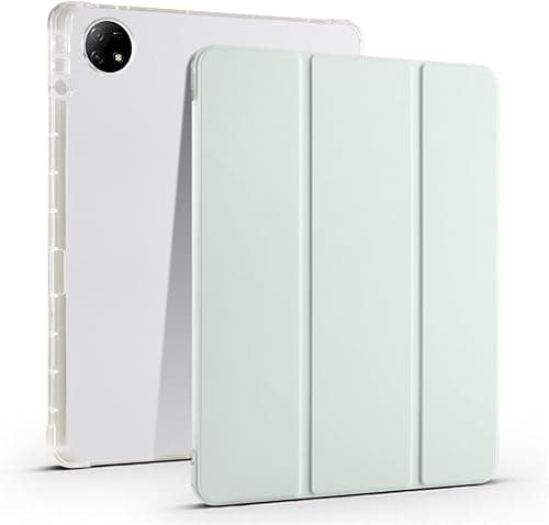 Tri-Fold Flip Case for HONOR Pad 10 HEY3-W00 HEY3-W10 12.1 inch 2025,Slim Lightweight Protective Cover with Transparent Honeycomb Back,Shockproof TPU with Pencil Holder (Light Green) على Amazon.ae - متتبع الأسعار