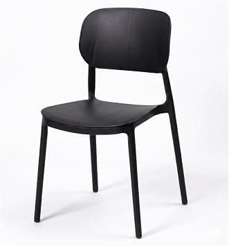 MARCOLO Como Chair, Modern Minimal Plastic Dining Chair, Ergonomic Curved Backrest, Lightweight & Durable Indoor/Outdoor Chair for Kitchen, Dining Room, Café & Patio (Black) على Amazon.ae - متتبع الأسعار