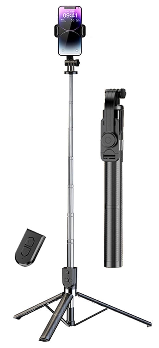 ECVV® 170cm Phone Selfie Stick Tripod with Remote Control Portable Rotate Phone Holder Extendable Tripod Stand Compatible with iPhone Android Smartphone on Amazon.ae - Price Tracker