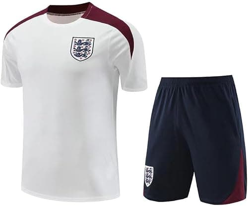 England 24-25 Season Training Kit Set - Premium Replica Jersey Kit - Men's, Youth & Kids Soccer Training Set (T-Shirt, Shorts), Breathable Soccer Sportswear - CS1 على Amazon.ae - متتبع الأسعار