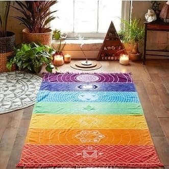OYEFLY Rainbow Chakra Yoga Mat Sunscreen Shawl Hippy Boho Gypsy on Amazon.ae - Price Tracker