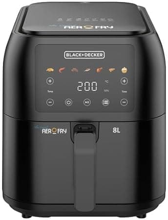 BLACK+DECKER Digital Air Fryer, 1700W, 8L Family-Sized Capacity, 7 Preset Functions, Rapid Air Convection for Healthy Frying, Adjustable Temperature 80-200°C, Easy Clean, Black - SAF80-B5 on Amazon.ae - Price Tracker
