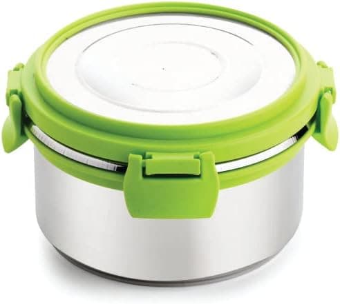Ganesh Solo Round Stainless Steel Tiffin Lunch Box Container/Dabba with 4 Side Clip Lock Lid for Office & School Use/Food Grade/Air Tight/Easy to Carry/Leak Proof (400 ml, Assorted) على Amazon.ae - متتبع الأسعار