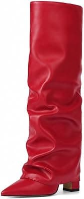 SaraIris Women's Genuine Leather Platform Block Heel Lace Up Knee High Boots on Amazon - Best Deal Finder