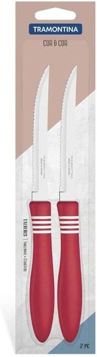 Tramontina Cor&Cor 2 Pieces Steak Knife Set with Stainless Steel Blade and Red Polypropylene Handle on Amazon.sa - Price Tracker