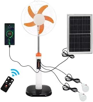 16 Inch Rechargeable Pedestal Fan with Solar Panel – 10W Solar Charging, Oscillating Stand Fan with Remote Control, Emergency Cooling Fan for Home & Outdoor Use على Amazon.ae - متتبع الأسعار