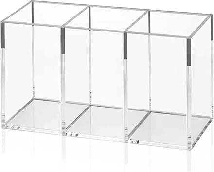 NIUBEE Acrylic Pen Holder 3 Compartments, Clear Pencil Organizer Cup for Countertop Desk Accessory Storage على Amazon.ae - متتبع الأسعار