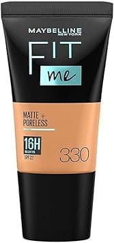 Maybelline New York Liquid Foundation, Matte & Poreless, Full Coverage Blendable Normal to Oily Skin, Fit Me, 330 Toffee on Amazon.ae - Price Tracker