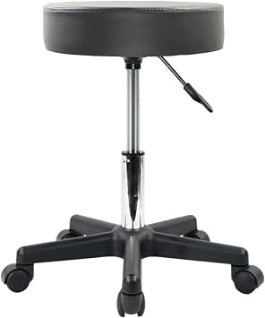 KKTONER Round Rolling Stool PU Leather Height Adjustable Swivel Drafting Work SPA Medical Salon Stools Chair with Wheels Gray على Amazon.ae - متتبع الأسعار