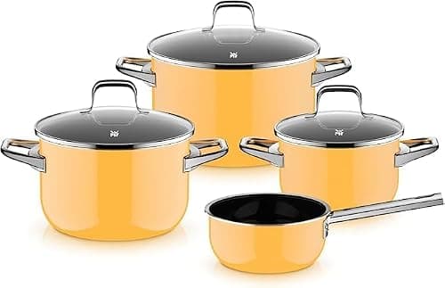 WMF Fusiontec Essential Pro 0521455290 4-Piece Saucepan Set, Durable, Scratch-Resistant Material, Induction Cookers, Suitable for All Types of Cookers, Made in Germany, Mango Yellow on Amazon.ae - Price Tracker
