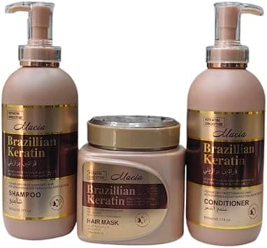 Macia Brazilian Keratin Hair Care Set, Sulphate-Free Shampoo 800ml, Conditioner 800ml, Hair Mask 1000ml, Professional Treatment on Amazon.ae - Price Tracker