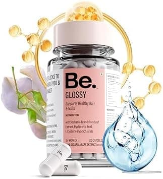 Be. Glossy Supports Healthy Hair & Nails for Women, Strengthening Boost & Shine From Roots to Tips, with Sesbania Grandiflora Leaf Extract, Hyaluronic Acid & L-Cysteine | 60 Capsule Veg Hair Growth on Amazon.ae - Price Tracker