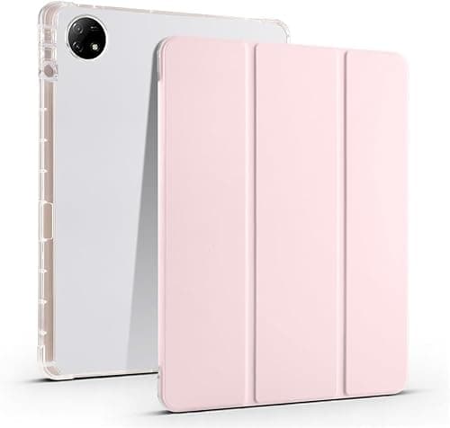 Tri-Fold Flip Case for HONOR Pad 10 HEY3-W00 HEY3-W10 12.1 inch 2025,Slim Lightweight Protective Cover with Transparent Honeycomb Back,Shockproof TPU with Pencil Holder (Pink) on Amazon.ae - Price Tracker