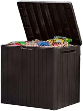 Keter City 30 Gallon Resin Deck Box for Patio Furniture, Pool Accessories, and Storage for Outdoor Toys, Brown - متتبع أسعار Amazon.sa