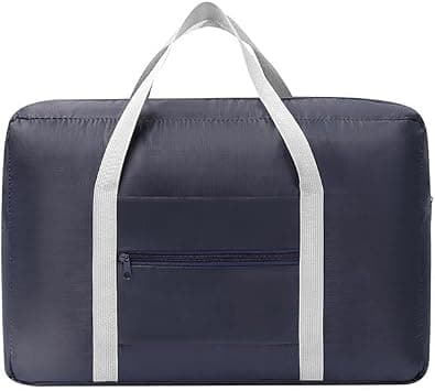 Azonee Foldable Travel Duffel Bag for Men & Women, Water-Resistant Nylon Weekender Bag, Lightweight Carry-On Gym Tote with Luggage Strap, for Airport, Sports, Beach Overnight Trips (Navy Blue) on Amazon - Best Deal Finder