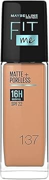 Maybelline New York Fit Me Matte + Poreless Liquid Full Coverage Foundation For All Skin Types,137 Golden Tan|16 Hr Oil Control Full Coverage Foundation For All Skin Types With Spf 22,30 Ml,Pack Of 1 on Amazon.ae - Price Tracker