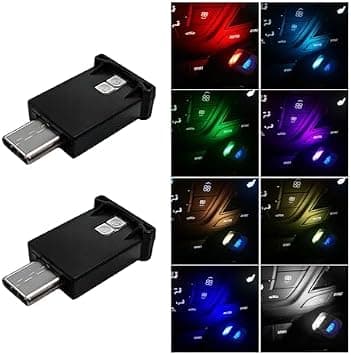 USB Type C LED Ambient Light, 8 Colors RGB Mini Interior Lamp with Adjustable Brightness, Smart Night Light for Car, Home, Laptop, Automotive Interior Decoration, 2PCS on Amazon.ae - Price Tracker