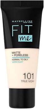 Maybelline New York Maybelline Fit Me Foundation, Matte & Poreless, Full Coverage Blendable Normal To Oily Skin, 101 True Ivory on Amazon.ae - Price Tracker