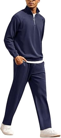 COOFANDY Men's Tracksuit 2 Piece Relaxed Fit Half-zip Sweatsuits Athletic Running Jogging Suit Sets on Amazon.ae - Price Tracker