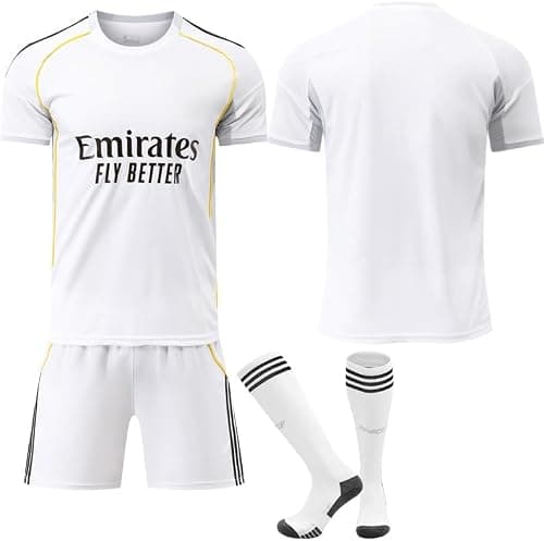 2025/26 Home RM Football Jersey Kit – Signature Edition – Soccer Uniform Set with Shorts, Socks & Knee Pads – Athletic Training Gift for Men, Youth & Boys (16–3XL) على Amazon.ae - متتبع الأسعار