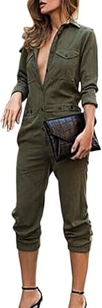 Sexyshine Women's Casual Long Sleeve Button Down Jumpsuit Romper Overalls on Amazon.ae - Price Tracker