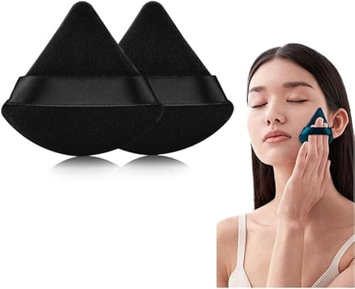 2 Pcs Triangle Powder Puff for Face Powder, Soft Plush Setting Powder Puff, Velour Cosmetic Foundation Blender Sponge Beauty Makeup Tools (Black) on Amazon.ae - Price Tracker