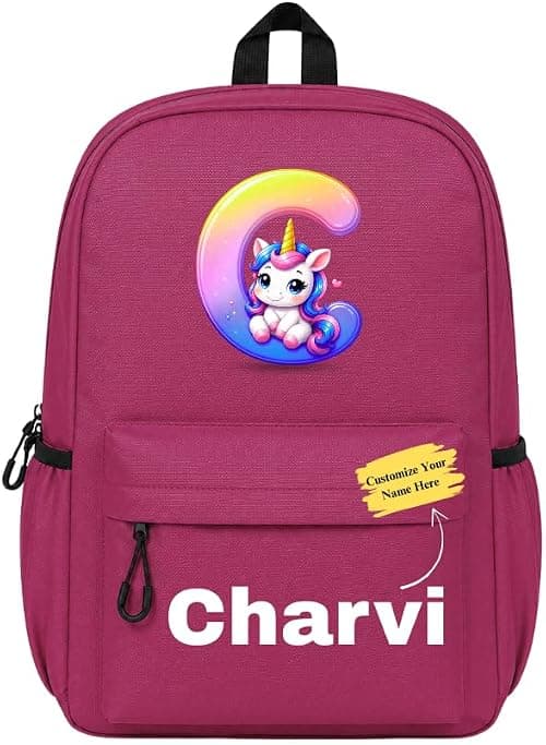 Custom Name and Letter Printed Girls School Backpack - A to Z Kids Bag على Amazon.ae - متتبع الأسعار