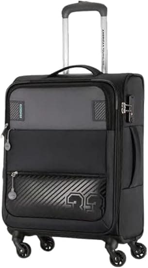 American Tourister Majoris + Suitcase, Cabin Size 59 cm, 4 Spinner Wheels, Soft Top, 100% Polyester, Black|Corner Guards|Multi Front Pocket|TSA Combination Lock|Expandable - 3 Years Global Warranty on Amazon.ae - Price Tracker